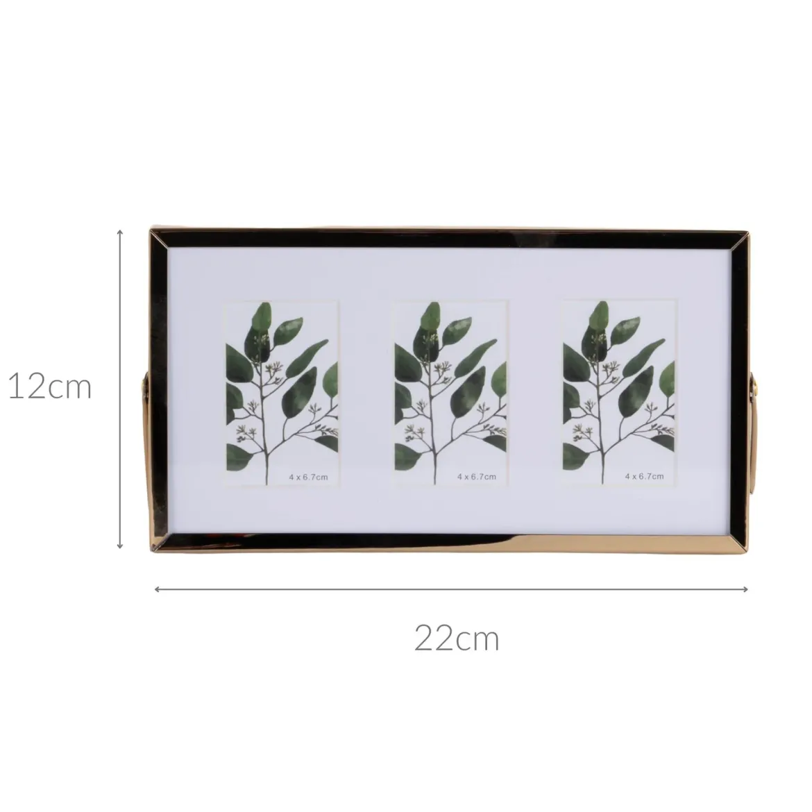 Metalowa ramka stojąca na trzy zdjęcia, passe-partout, 22 x 12 x 1 cm