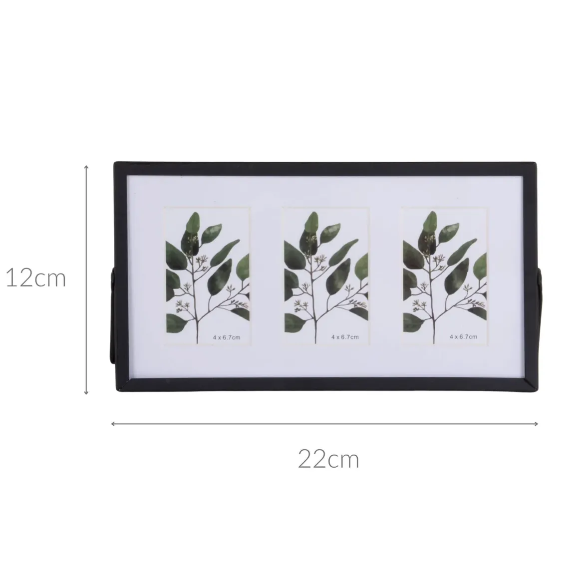 Metalowa ramka stojąca na trzy zdjęcia, passe-partout, 22 x 12 x 1 cm