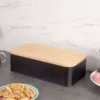 Metalowy chlebak z bambusową deską do krojenia, 2w1, ZELLER