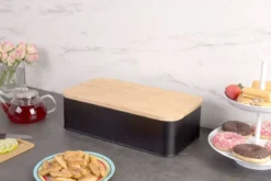 Metalowy chlebak z bambusową deską do krojenia, 2w1, ZELLER