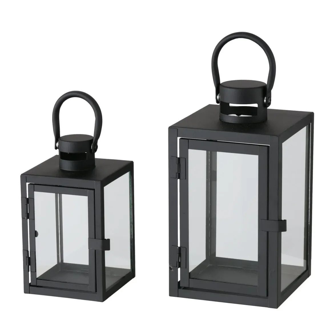 Metalowy lampion ze szklaną szybą, dwa rozmiary, ARANA