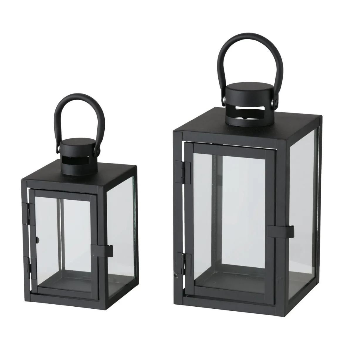 Metalowy lampion ze szklaną szybą, dwa rozmiary, ARANA