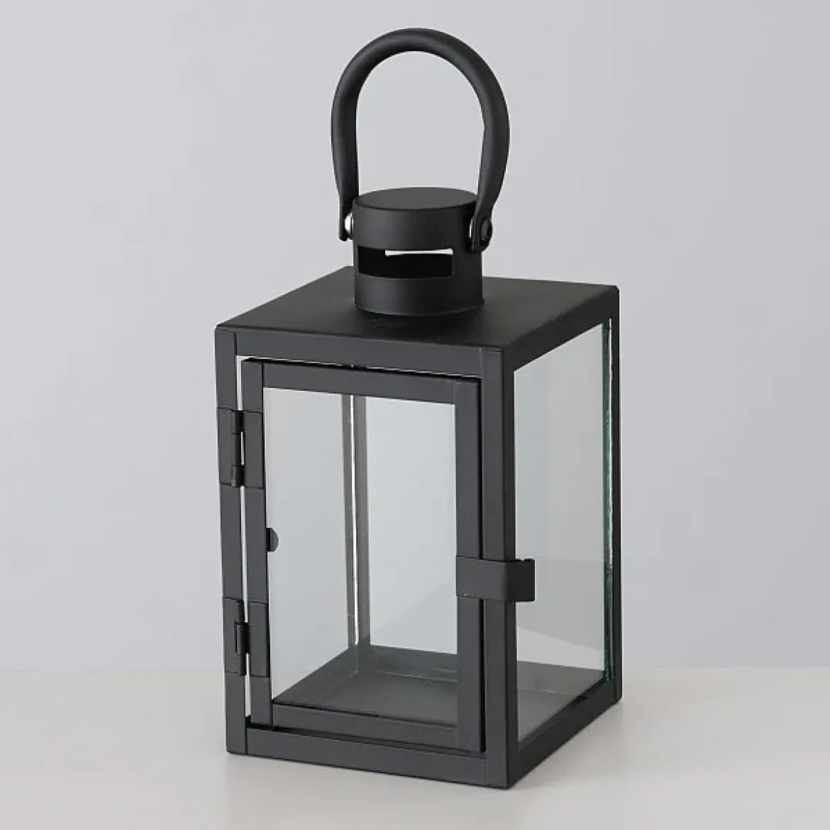 Metalowy lampion ze szklaną szybą, dwa rozmiary, ARANA