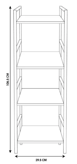 Metalowy regał do salonu z 4 półkami z MDF, 29,5 x 23,5 x 106,5 cm