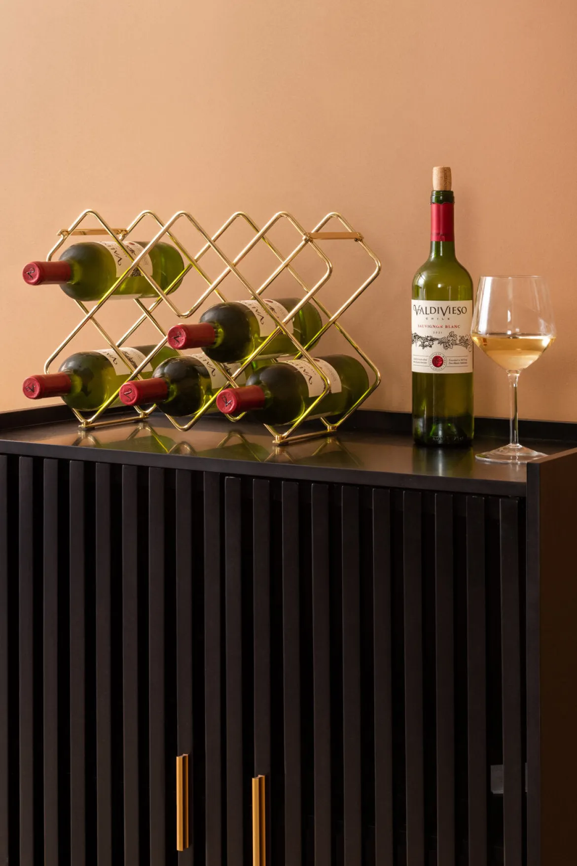 Metalowy stojak na wino DIAMONDS, 40,5 x 27,5 x 15,5 cm