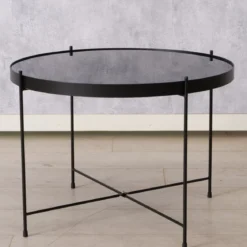 Metalowy stolik ze szklanym blatem, SHERIN, 40 cm