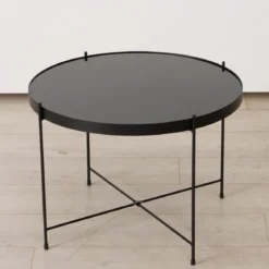 Metalowy stolik ze szklanym blatem, SHERIN, 40 cm