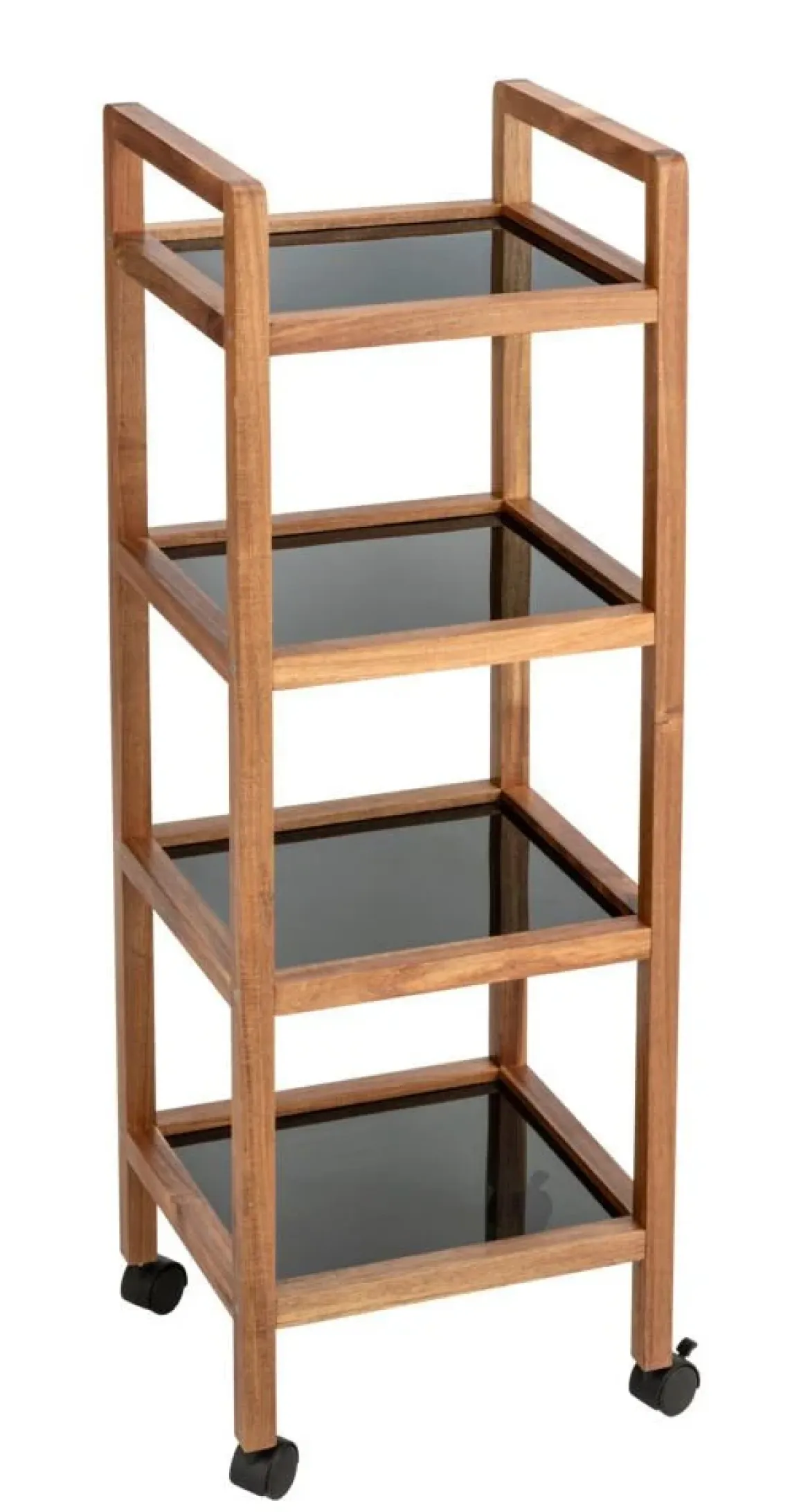 Mobilny regał z drewna akacji FONDI, 4 poziomy, wys. 101,5 cm
