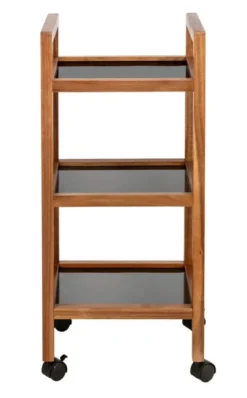 Mobilny regał z drewna akacji FONDI, 3 poziomy, wys. 76,5 cm