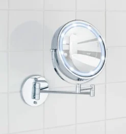 Naścienne lusterko kosmetyczne Power-Loc LUMI z podświetnielniem LED, powiększenie x5, WENKO