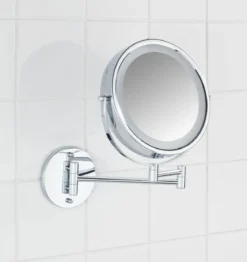 Naścienne lusterko kosmetyczne Power-Loc LUMI z podświetnielniem LED, powiększenie x5, WENKO