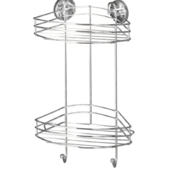 Narożna półka łazienkowa, Vacuum-Loc, 2 poziomy - stal chromowana, WENKO