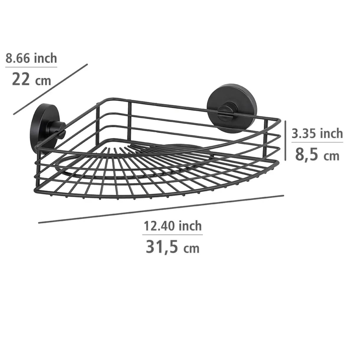 Narożna półka pod prysznic BARI Vacuum-Loc, metalowa, WENKO