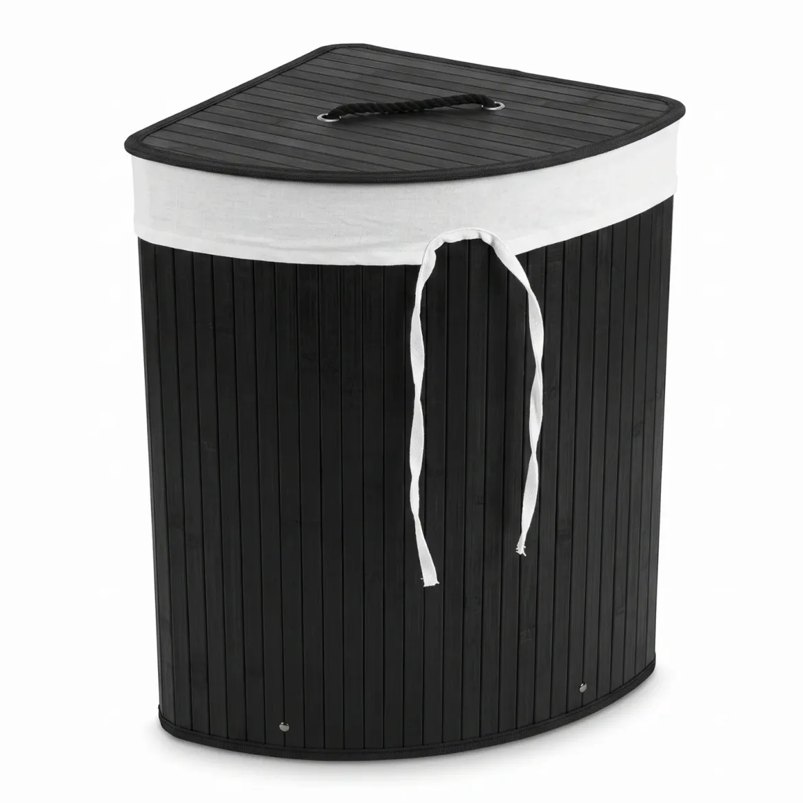 Narożny kosz na pranie ARCO, bambus, 60 l