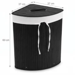 Narożny kosz na pranie ARCO, bambus, 60 l