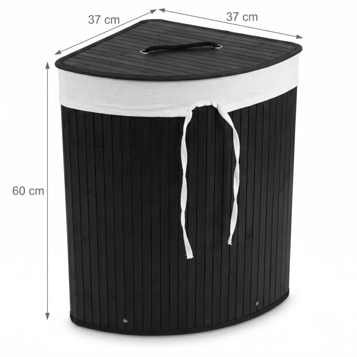 Narożny kosz na pranie ARCO, bambus, 60 l