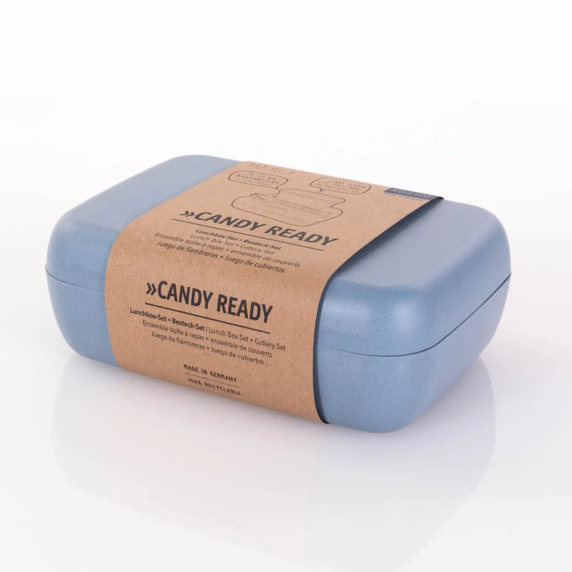 Śniadaniówka z przegródkami CANDY READY + zestaw sztućców, 4 elementy, KOZIOL