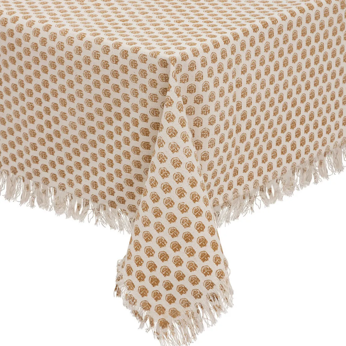 Obrus z frędzlami INDIE, wzór etno, 100% bawełna, 150 x 250 cm