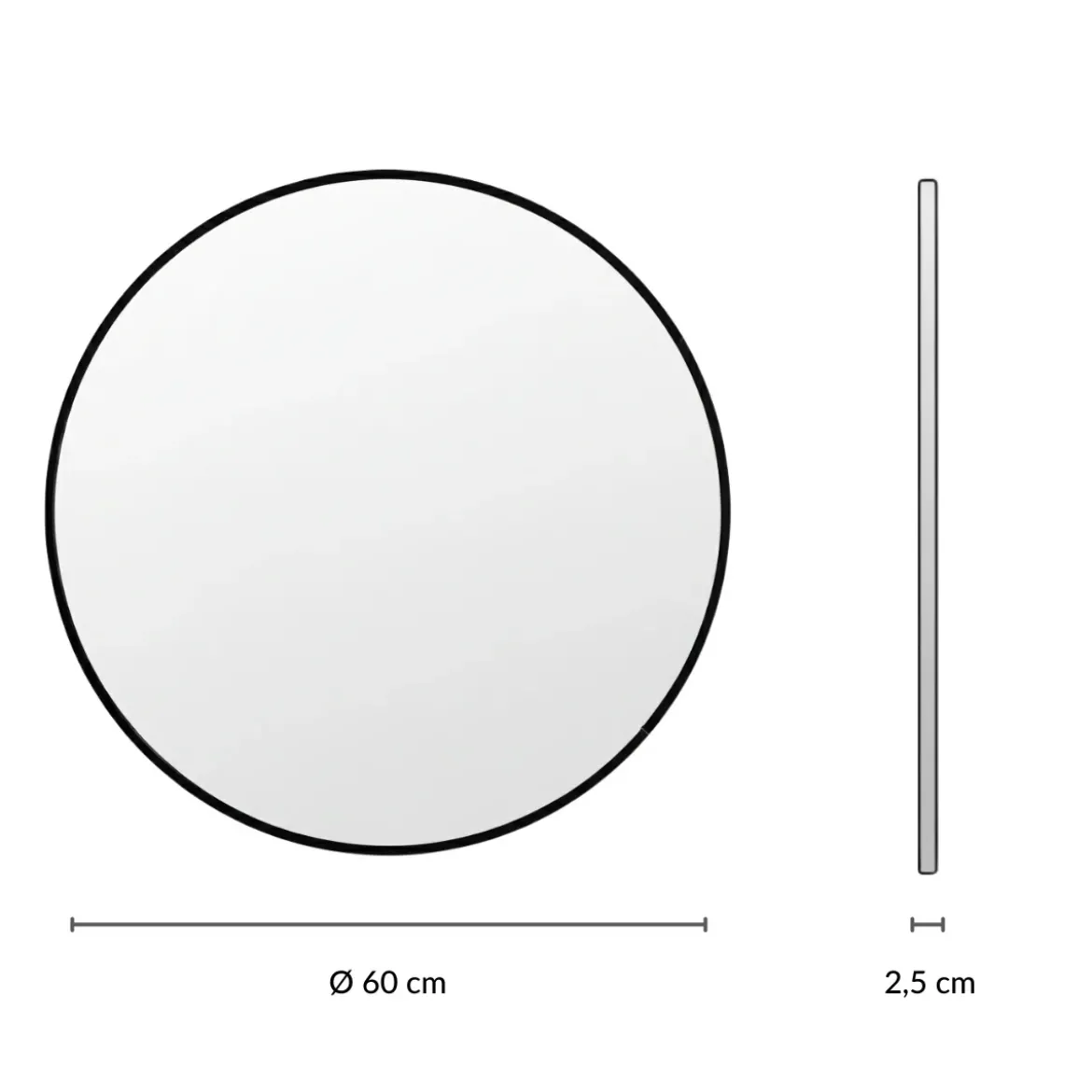 Okrągłe lustro ścienne LØOP, Ø 60 cm