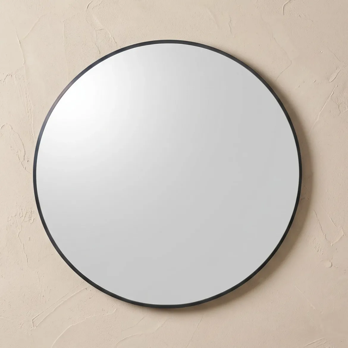 Okrągłe lustro ścienne w metalowej ramie, Ø 70 cm, czarne