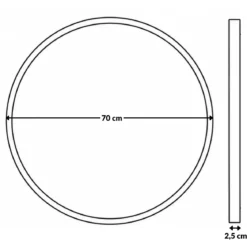 Okrągłe lustro ścienne w metalowej ramie, Ø 70 cm, czarne