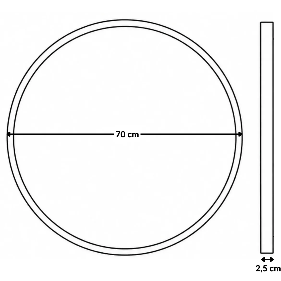 Okrągłe lustro ścienne w metalowej ramie, Ø 70 cm, czarne