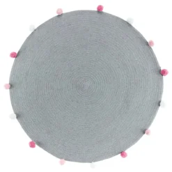 Okrągły dywanik z pomponami POMPOMPARTY, Ø 90 cm