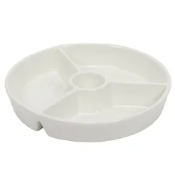 Okrągły półmisek do przekąsek z przegródkami i miescem na dip, Ø 19,5 cm
