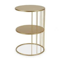 Okrągły stolik kawowy z metalu, z półką RODA, 52 cm