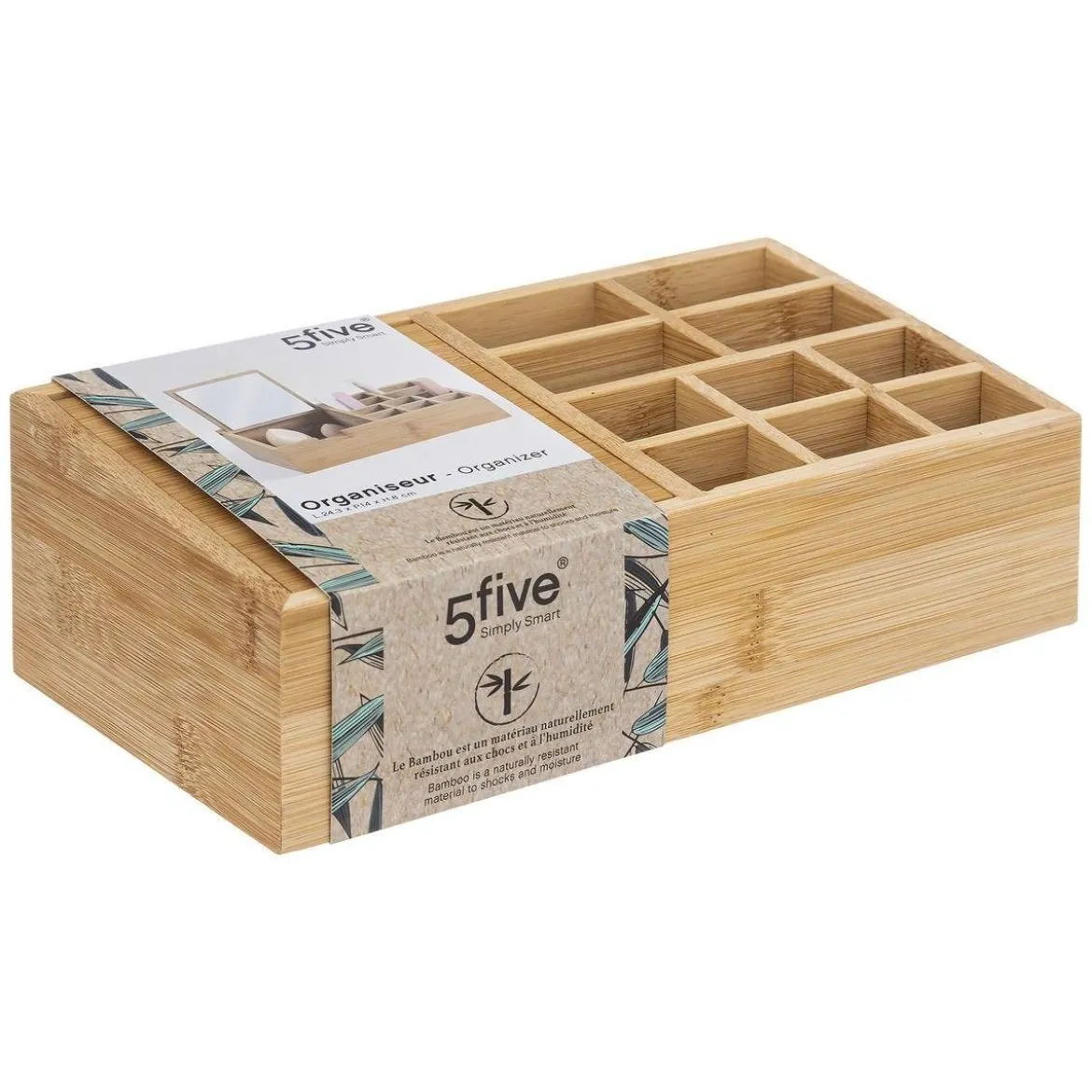Organizer bambusowy z lusterkiem, 24 x 14 cm