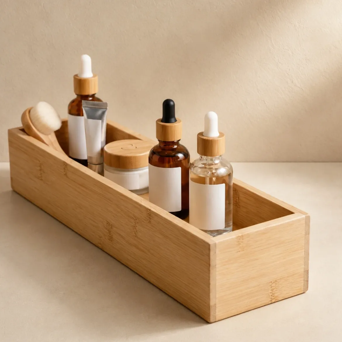 Organizer biurkowy bambusowy, 38 x 8 x 7 cm