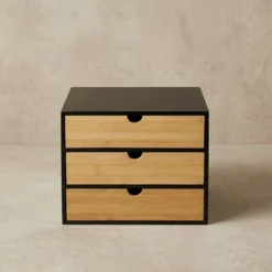 Organizer biurowy HEGO z 3 szufladkami, bambusowy, 25 x 31 x 25 cm