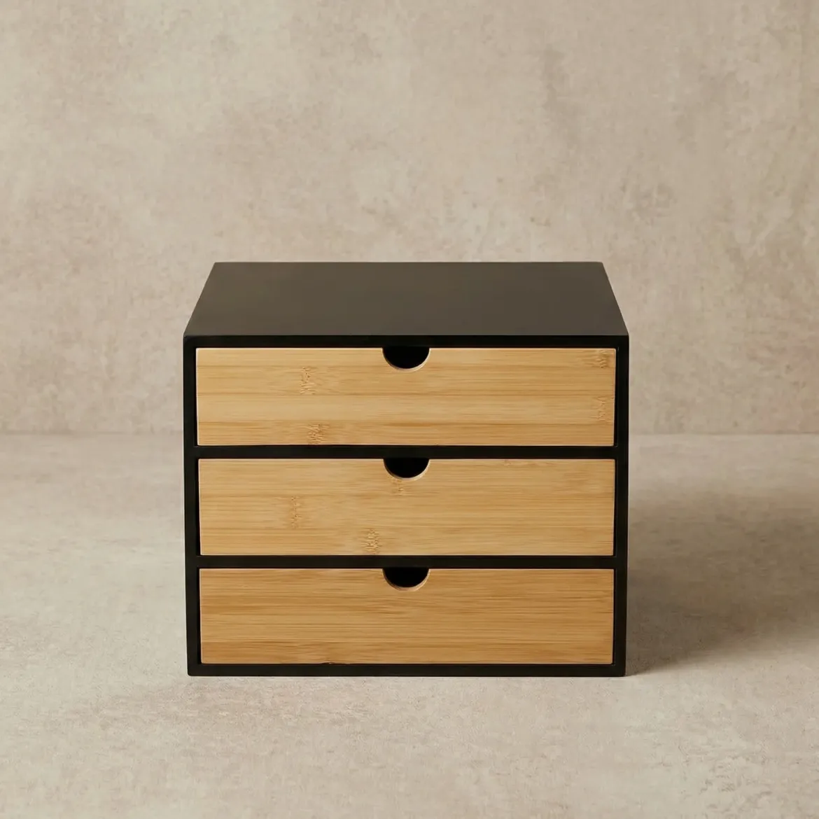 Organizer biurowy HEGO z 3 szufladkami, bambusowy, 25 x 31 x 25 cm