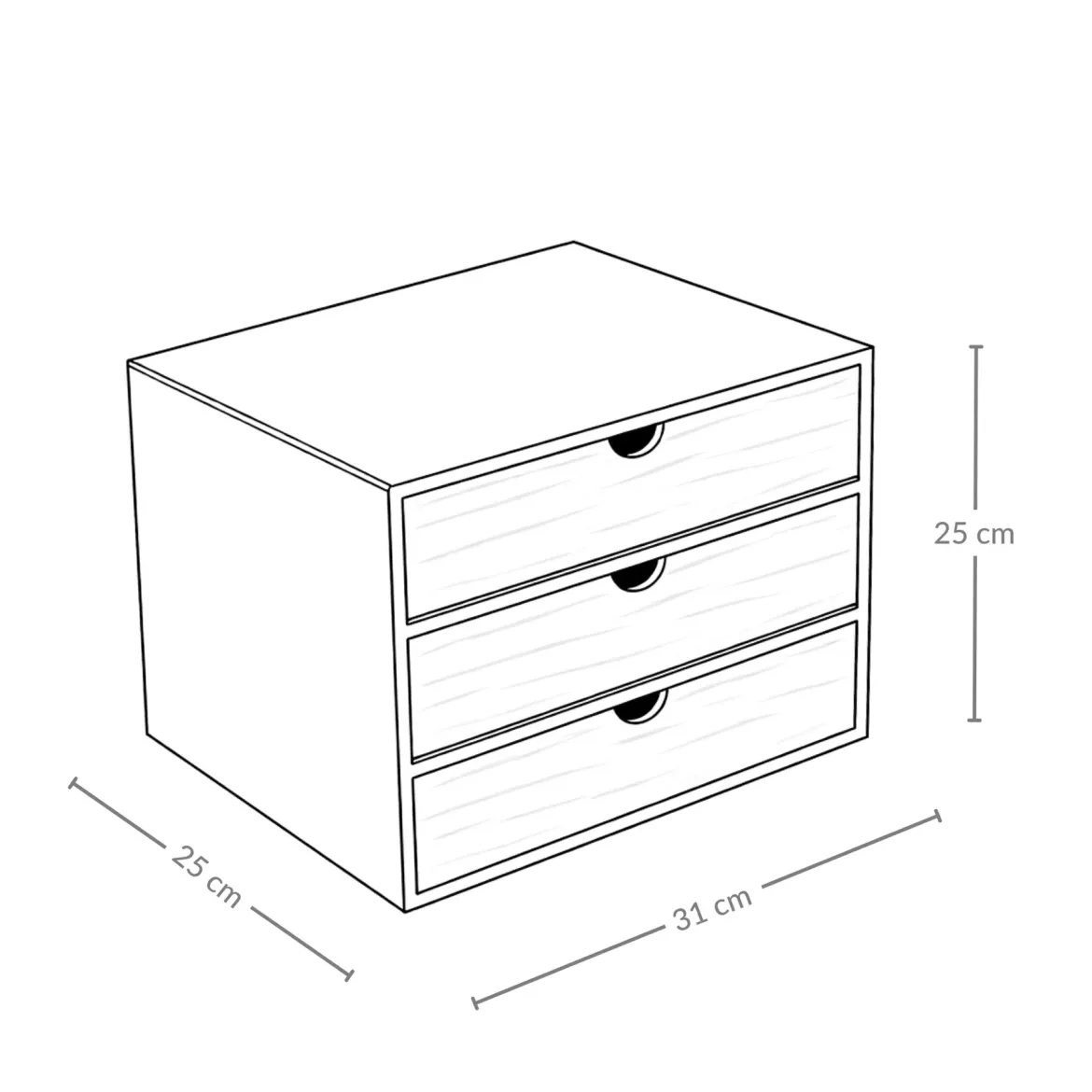 Organizer biurowy HEGO z 3 szufladkami, bambusowy, 25 x 31 x 25 cm
