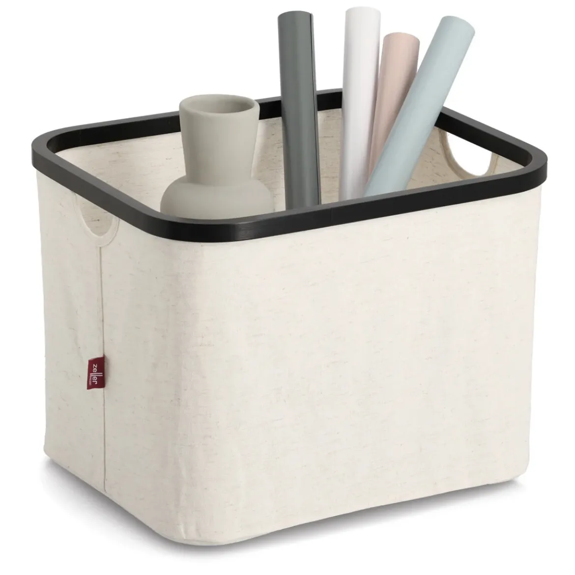 Organizer tekstylny kremowy ZELLER, bambus, 40 x 33 x 30 cm