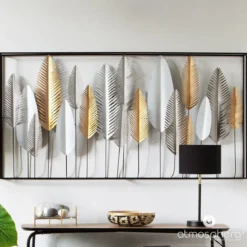 Ozdoba ścienna z motywem liści DECO, 134 x 68 cm