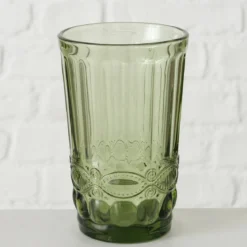 Ozdobna szklanka z zielonego szkła, AURORA, 300 ml