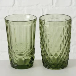 Ozdobna szklanka z zielonego szkła, AURORA, 300 ml