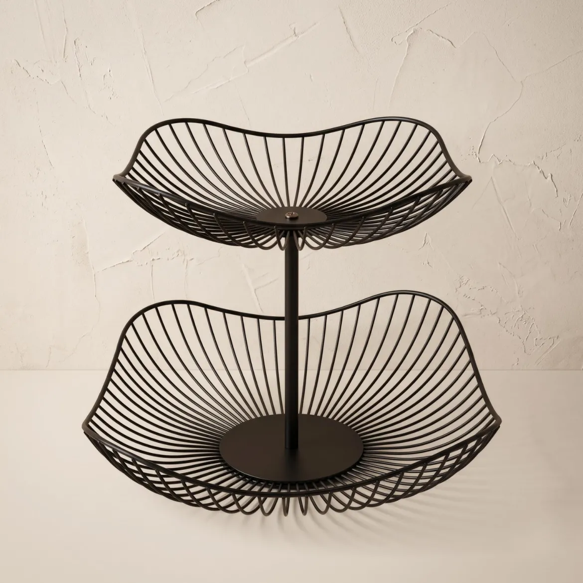 Patera na owoce dwupoziomowa metalowa, 29 x 29 x 24 cm