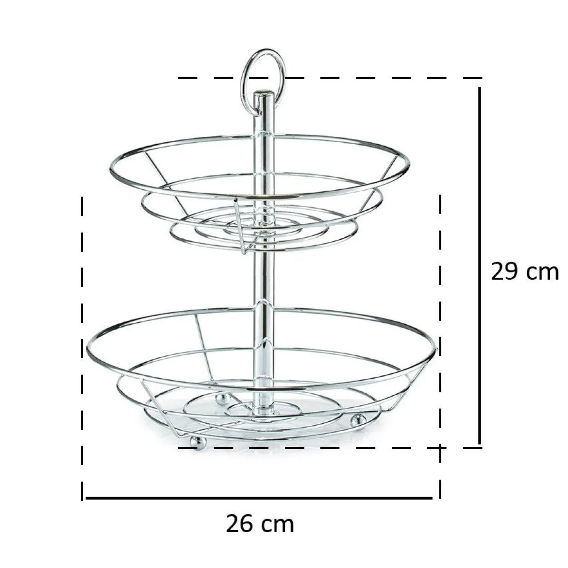 Patera na owoce, 2 poziomy - stal chromowana, ZELLER, Ø 26 cm