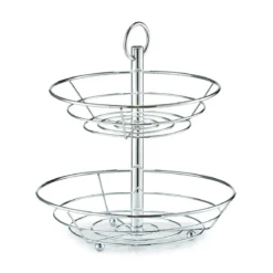 Patera na owoce, 2 poziomy - stal chromowana, ZELLER, Ø 26 cm
