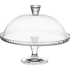 Patera szklana na ciasto z kloszem, 32 cm