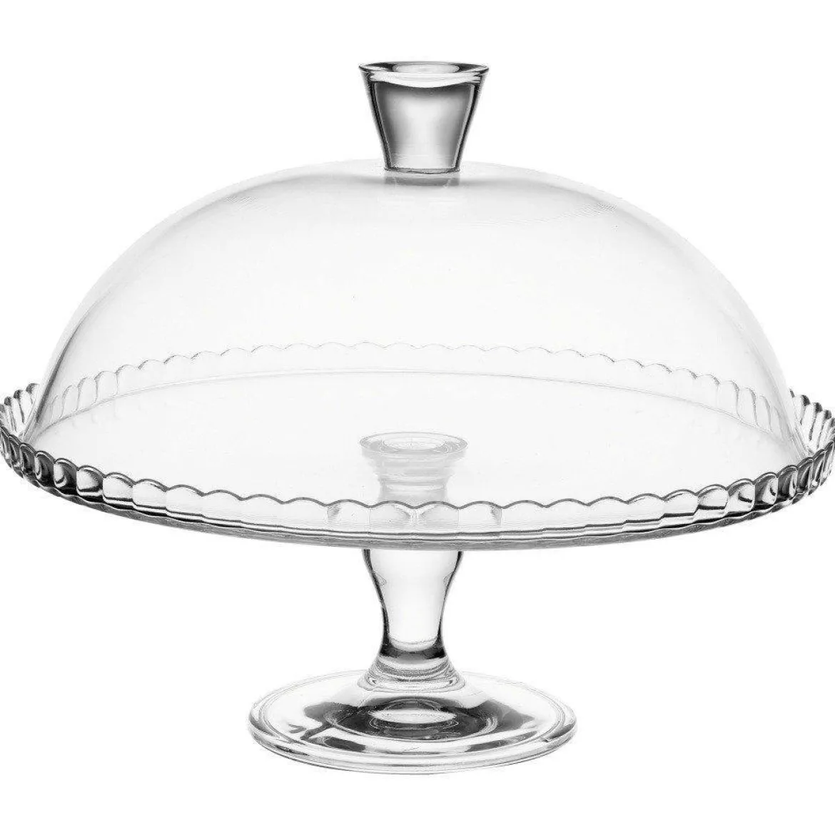 Patera szklana na ciasto z kloszem, 32 cm