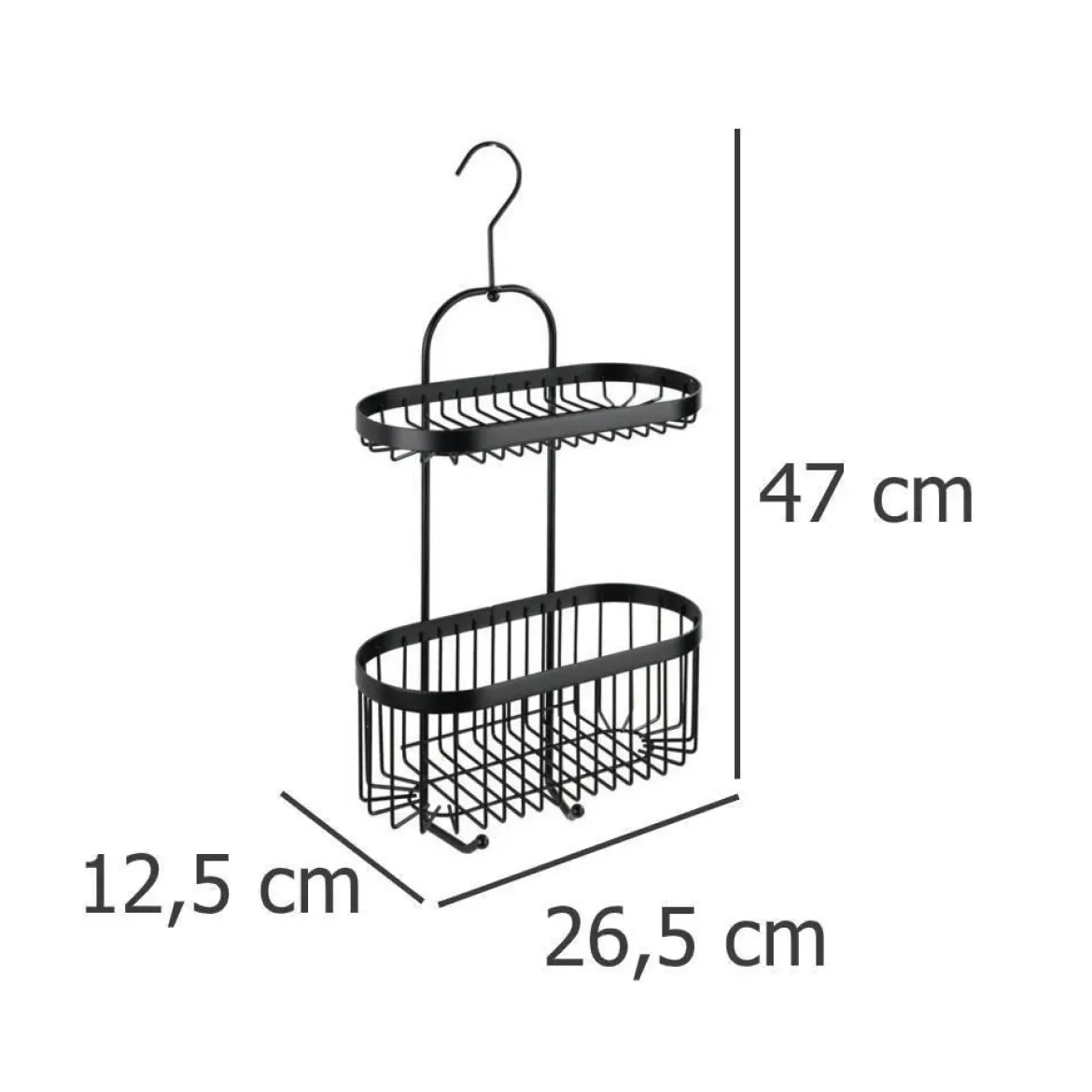 Półka łazienkowa zawieszana Classic-Plus, 2 poziomy + 2 haczyki, WENKO