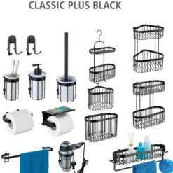 Półka łazienkowa zawieszana Classic-Plus, 2 poziomy + 2 haczyki, WENKO
