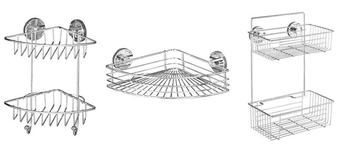 Półka pod prysznic BARI Vacuum-Loc, dwupoziomowa, metalowa, WENKO