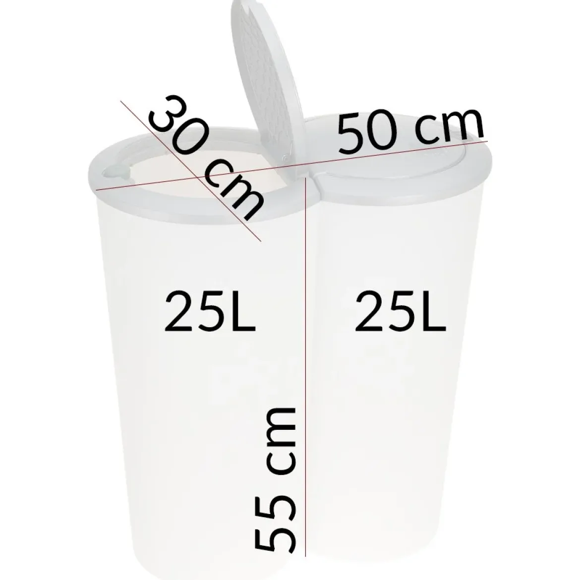 Podwójny kosz na śmieci - 2 x 25 l