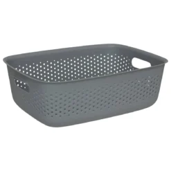 Pojemnik ażurowy SIENNE, plastik, z uchwytami, 10 l