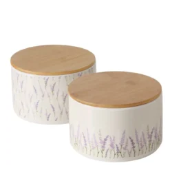 Pojemnik ceramiczny LAVANDER z bambusową pokrywą, Ø 16 cm