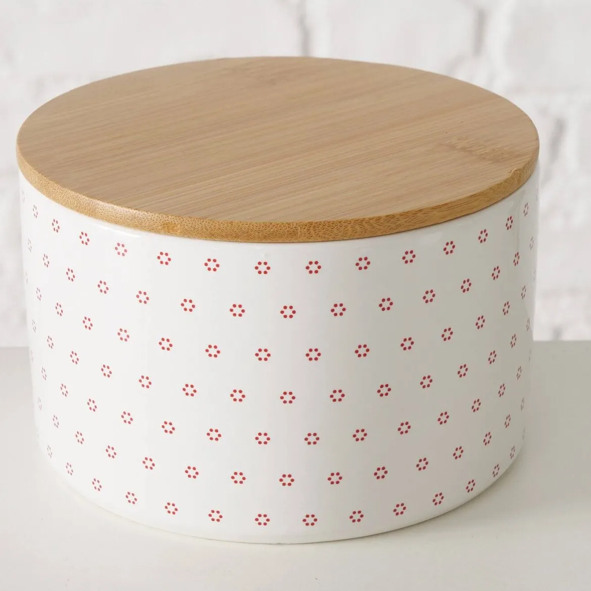 Pojemniki ceramiczne z bambusową pokrywą LILLY, 3 sztuki
